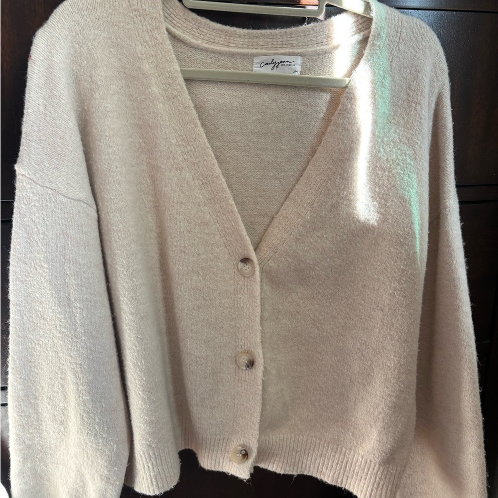 Cozy Beige Button-Up Women Sweater